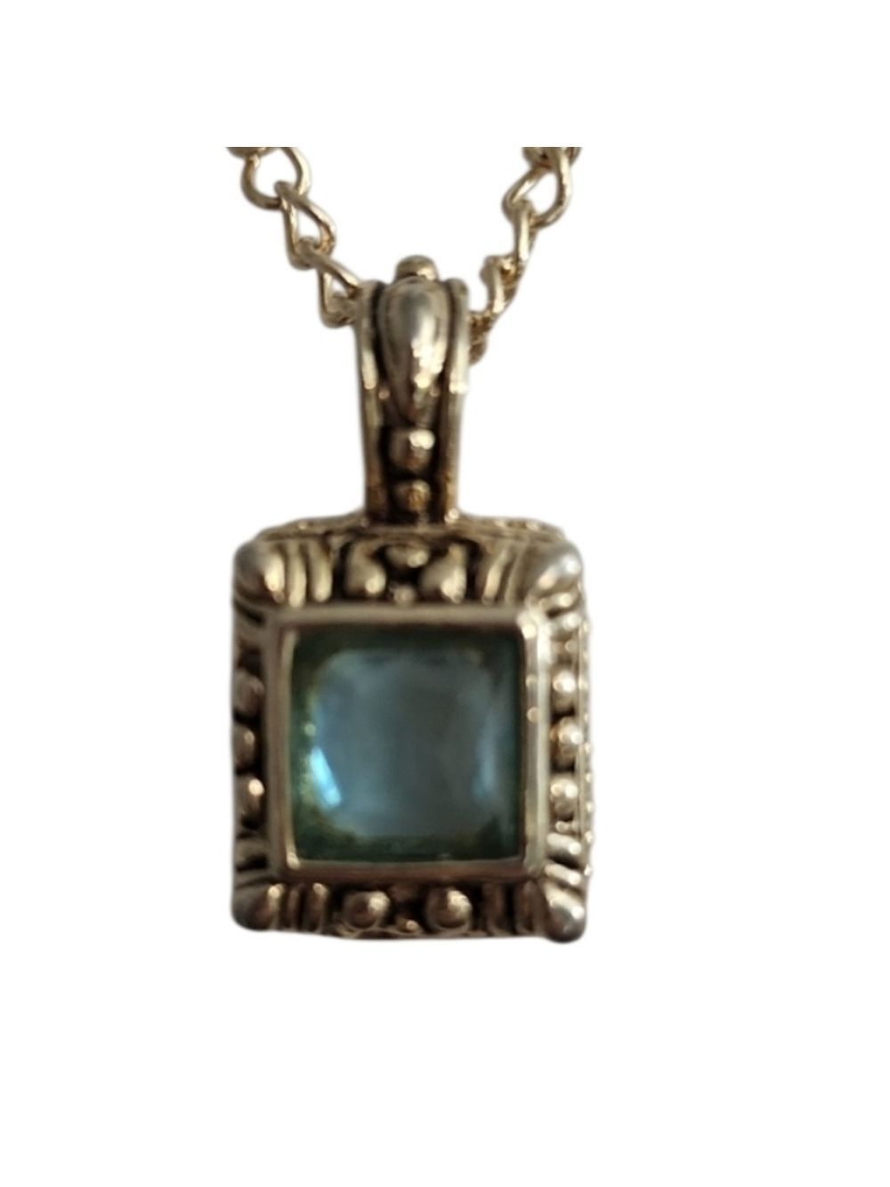 Goldtone Blue Pendant Necklace